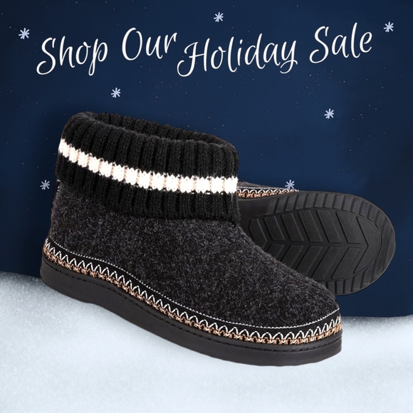 Women's Indoor Outdoor Memory Foam Black Fleece Lining Bootie Slippers .NWT - Picture 4 of 11